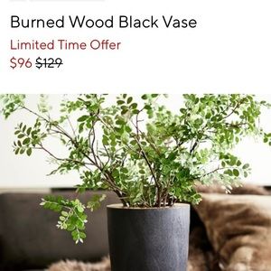 RESERVED/SOLD!!! Bonus Item. Burned Wood Black Vase New
